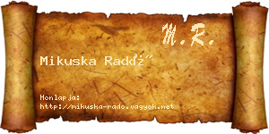 Mikuska Radó névjegykártya